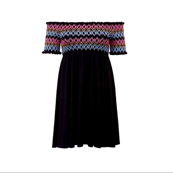 Torrid Embroidered Off Shoulder Skater Dress - Picture 4 of 9
